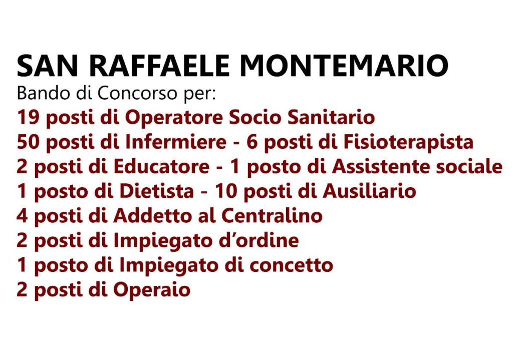 CONCORSO 98 posti San Raffaele Montemario