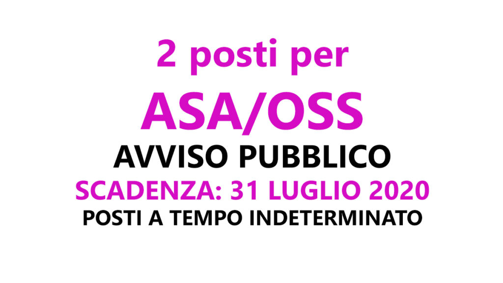 2 posti ASA OSS avviso pubblico Luglio 2020