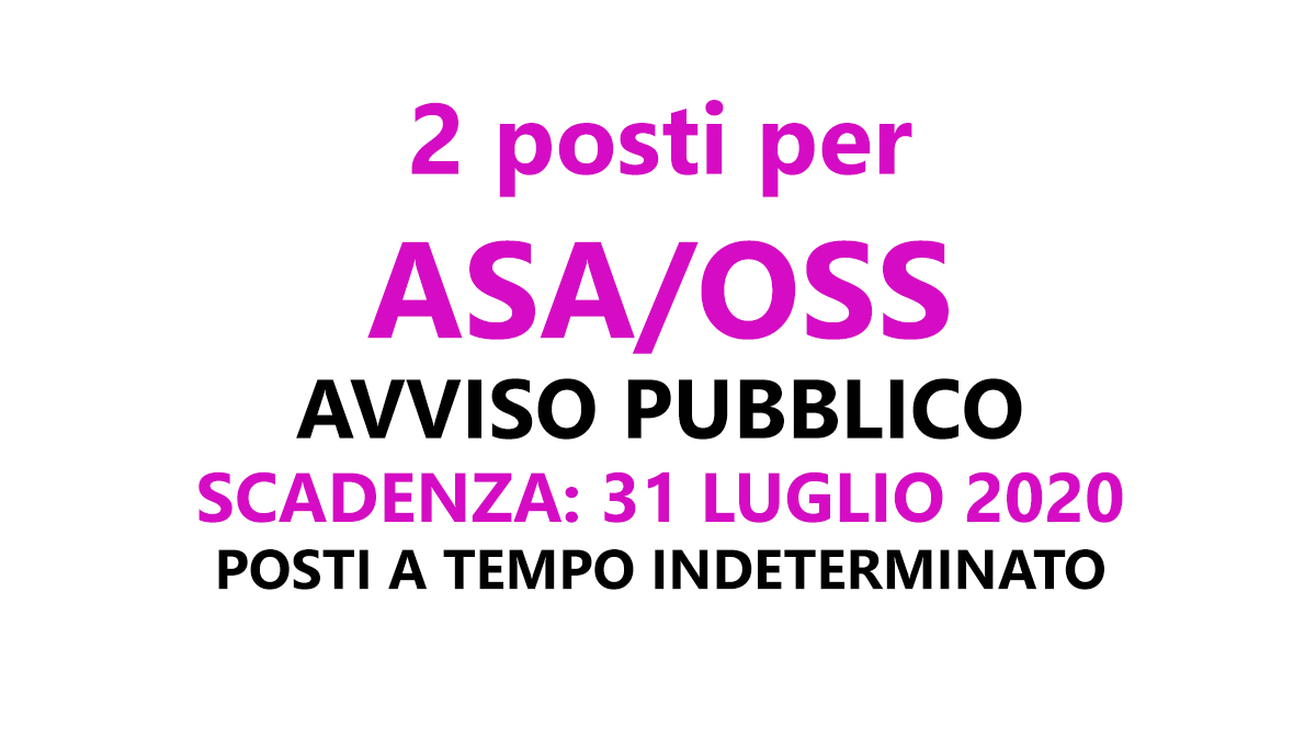 2 posti ASA OSS avviso pubblico Luglio 2020