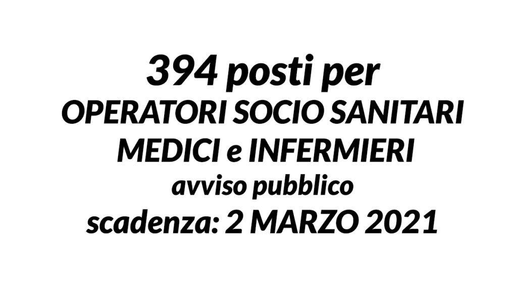 394 posti per OSS MEDICI e INFERMIERI 2021 Abruzzo