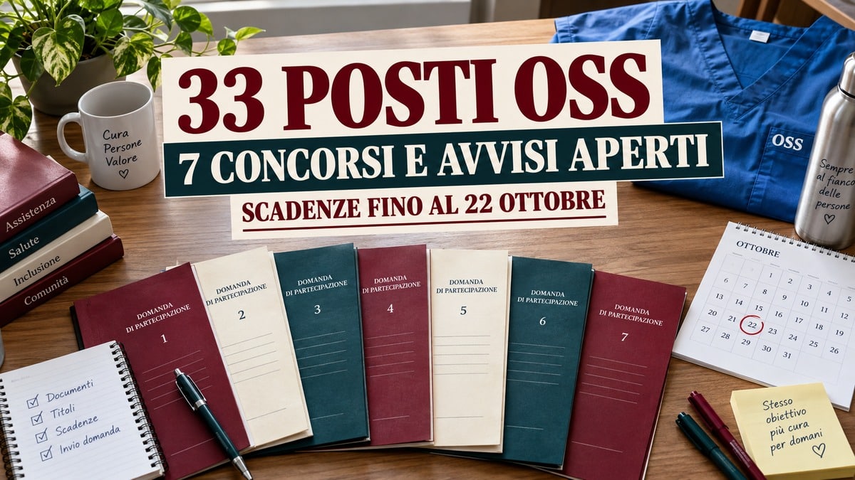 33 posti OSS ancora disponibili: 7 concorsi e avvisi aperti fino al 22 ottobre