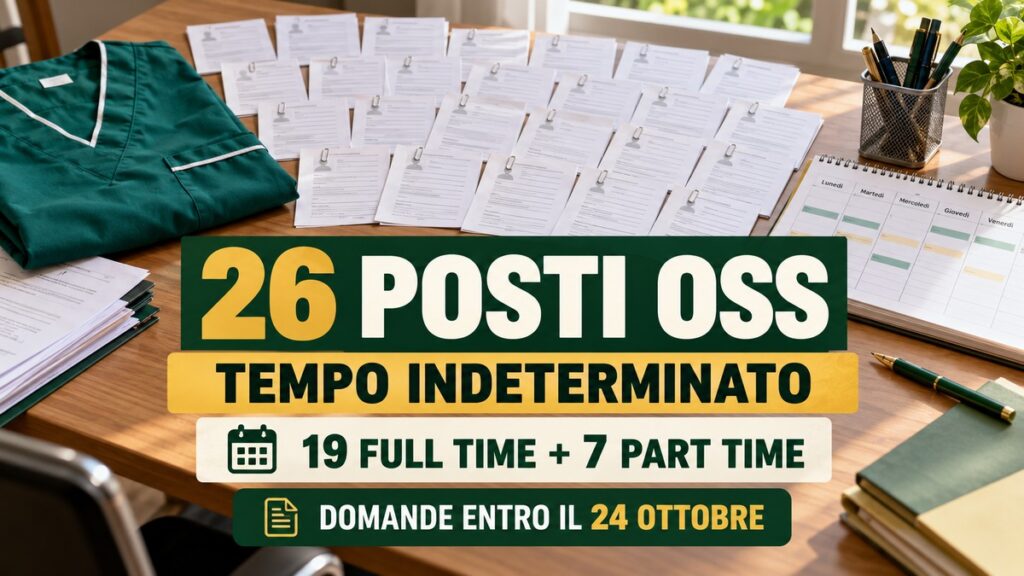 Concorso OSS 2026: 26 posti a tempo indeterminato, domande fino al 24 ottobre