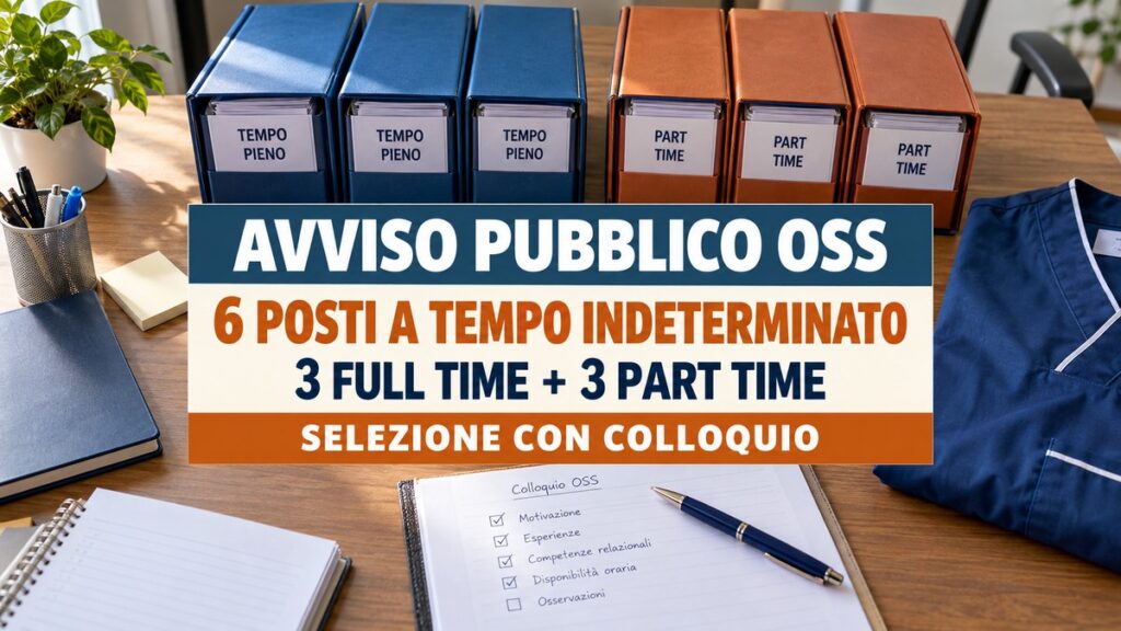Avviso pubblico OSS 2026: 6 posti a tempo indeterminato, selezione con colloquio