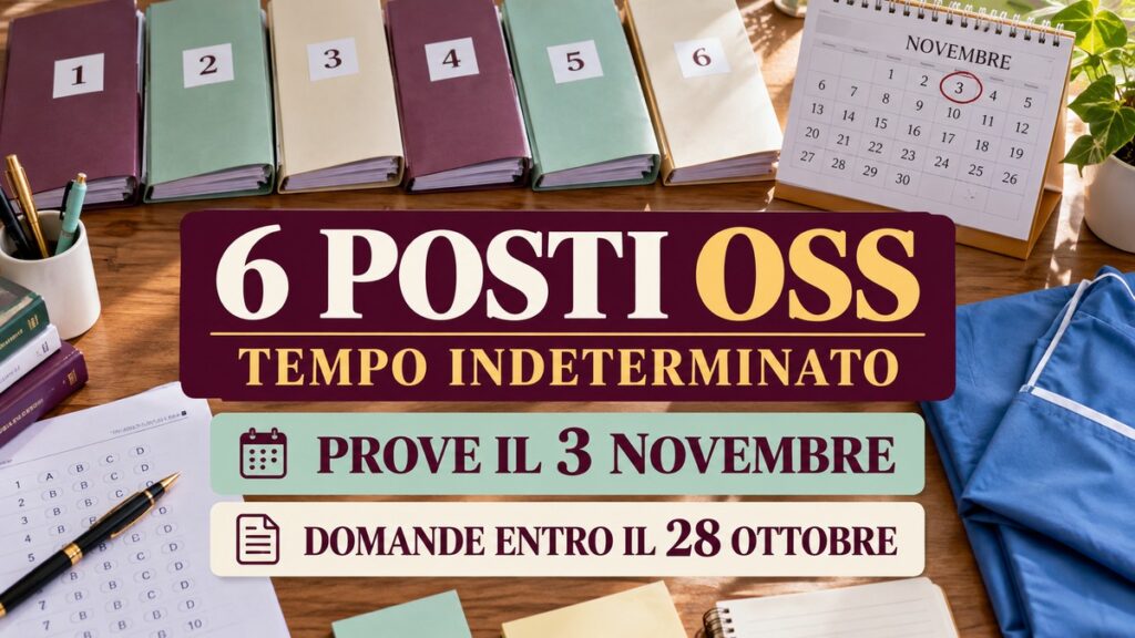 Concorso OSS 2026: 6 posti fissi e prove già a novembre, domande entro il 28 ottobre